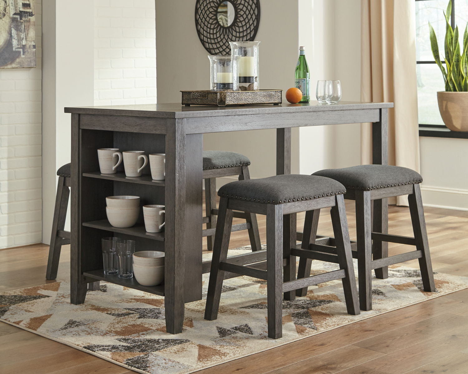 Caitbrook - Rectangular Dining Room Counter Table - Gray - Image 5