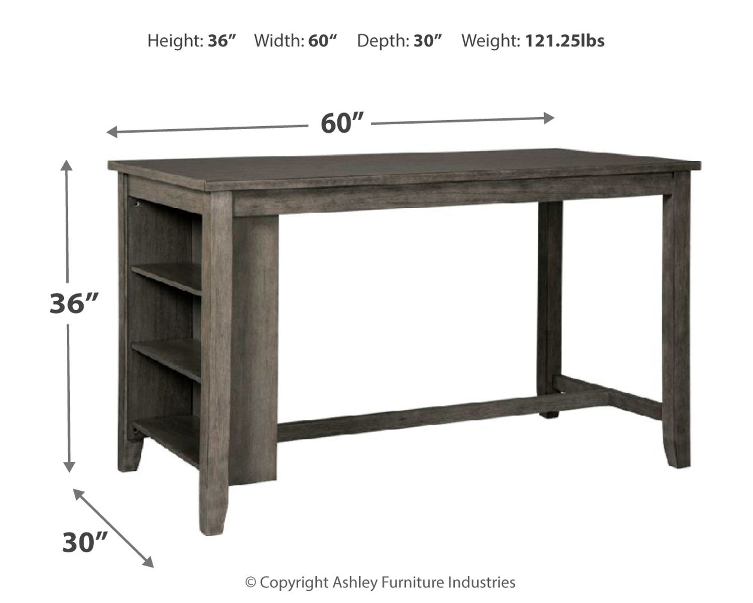 Caitbrook - Rectangular Dining Room Counter Table - Gray - Image 3