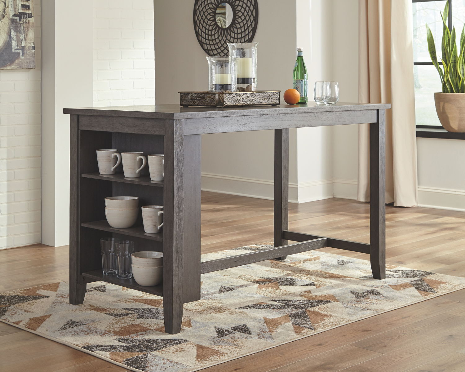 Caitbrook - Rectangular Dining Room Counter Table - Gray - Image 2