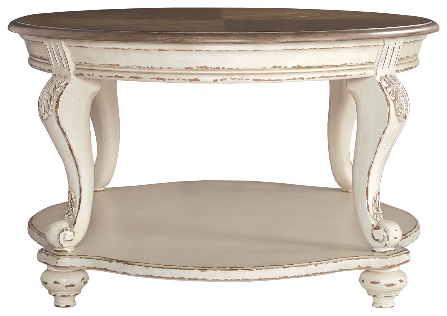 Realyn - Oval Cocktail Table - White / Brown - Image 5